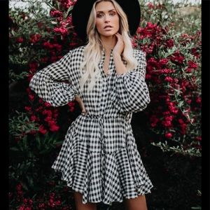 Vici Gingham Long Sleeve Dress, Large